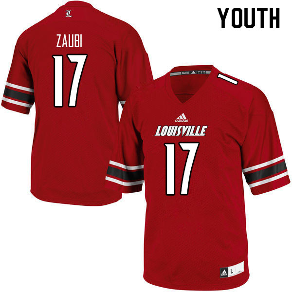 Youth #17 Drew Zaubi Louisville Cardinals College Football Jerseys Sale-Red
